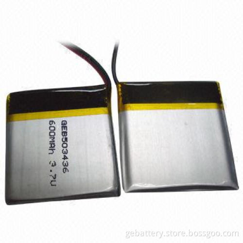 Lithium-ion Battery, 3.7V Voltage, 600mAh Capacity